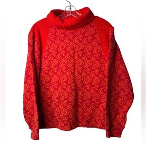 Vintage Frou Frou Red Patterned Knit Turtleneck Sweater Women’s Size Large